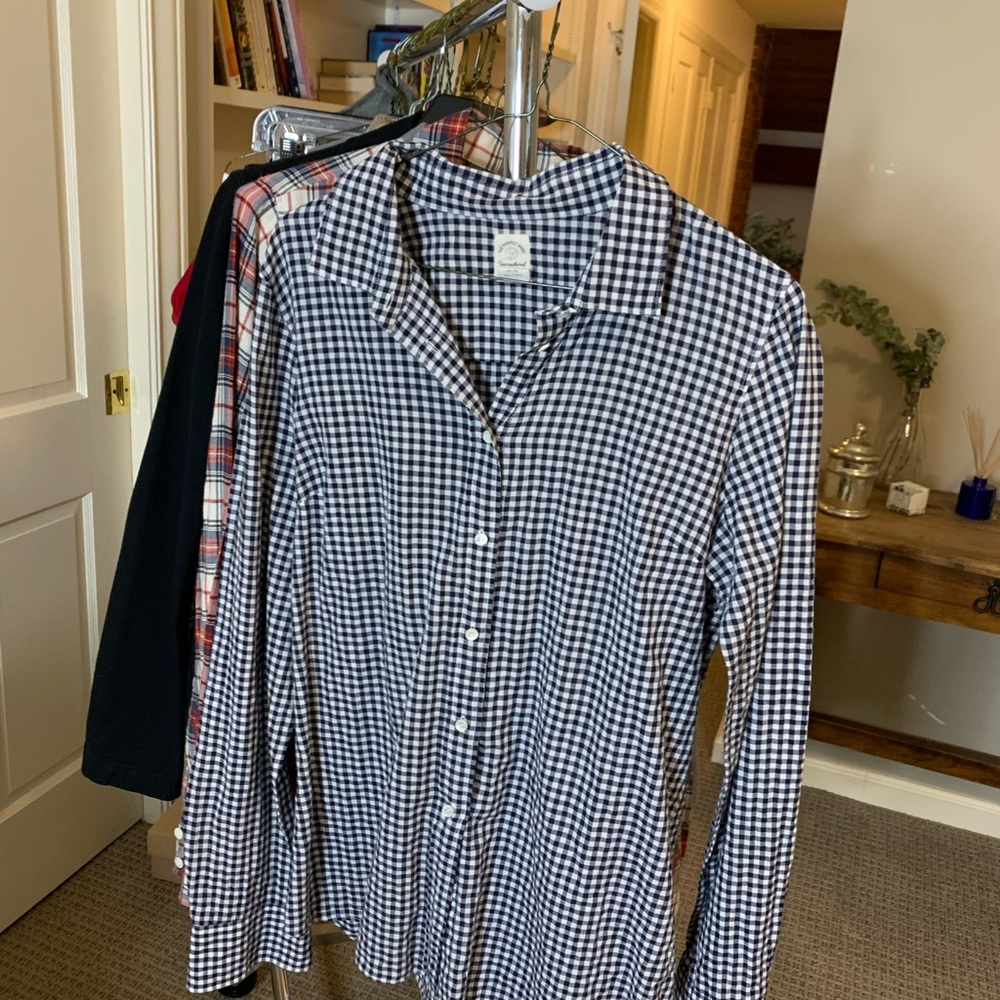 J CREW PERFECT SHIRT- Navy Gingham